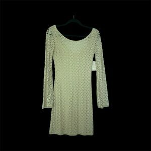 Free People Cream Long Sleeve Lace Dress - NWT